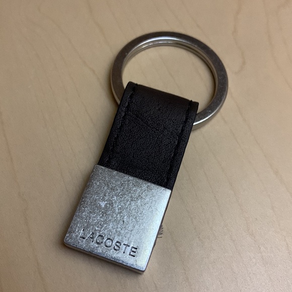Lacoste Accessories Lacoste Metallic And Brown Leather Keychain